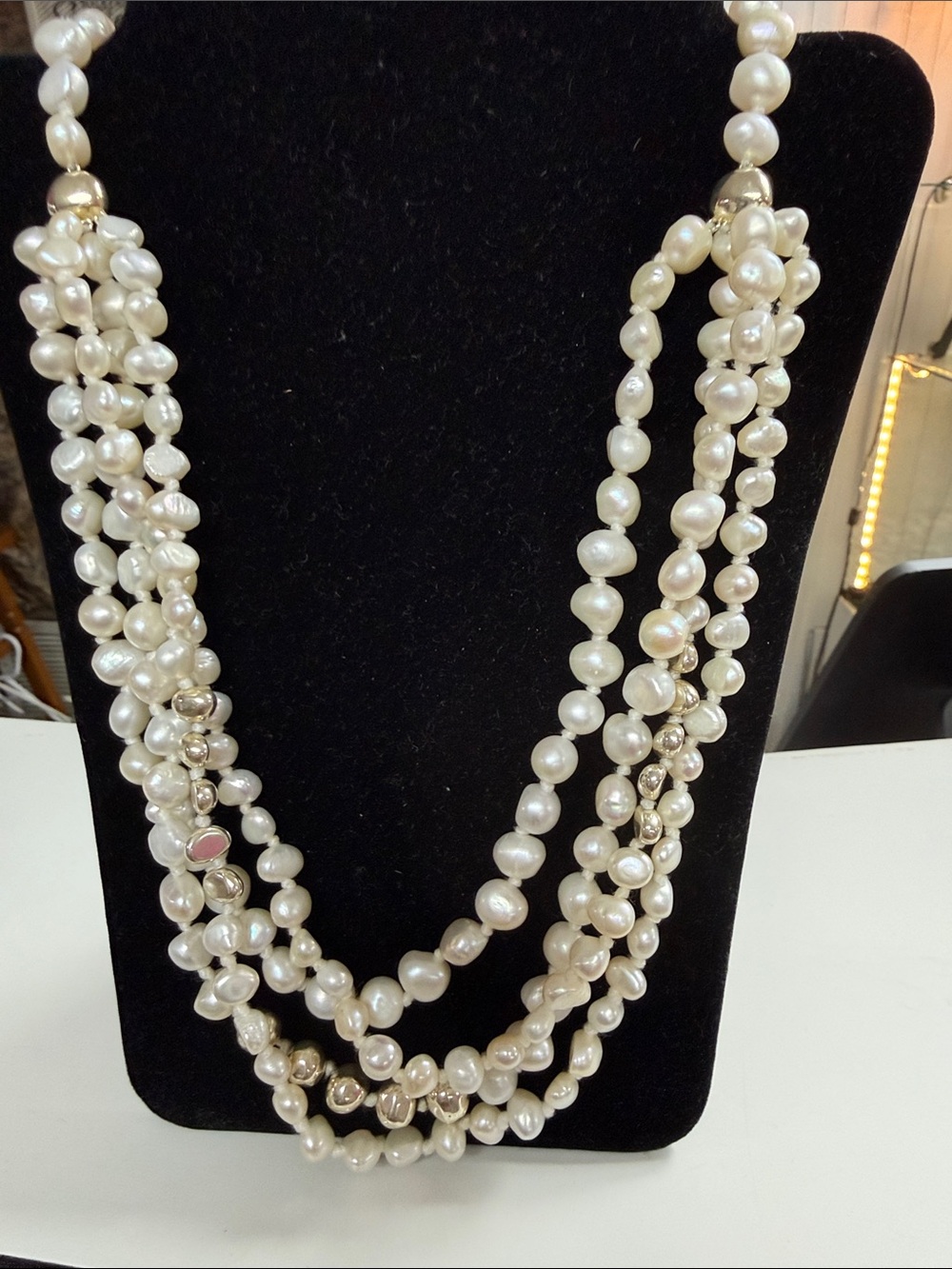 Silpada Vintage Multi-Strand White Pearl Necklace -